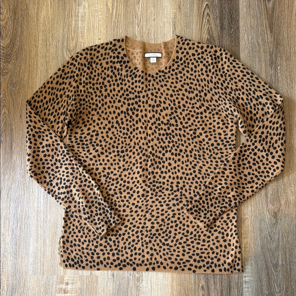 J. Crew leopard print cashmere crew neck sweater